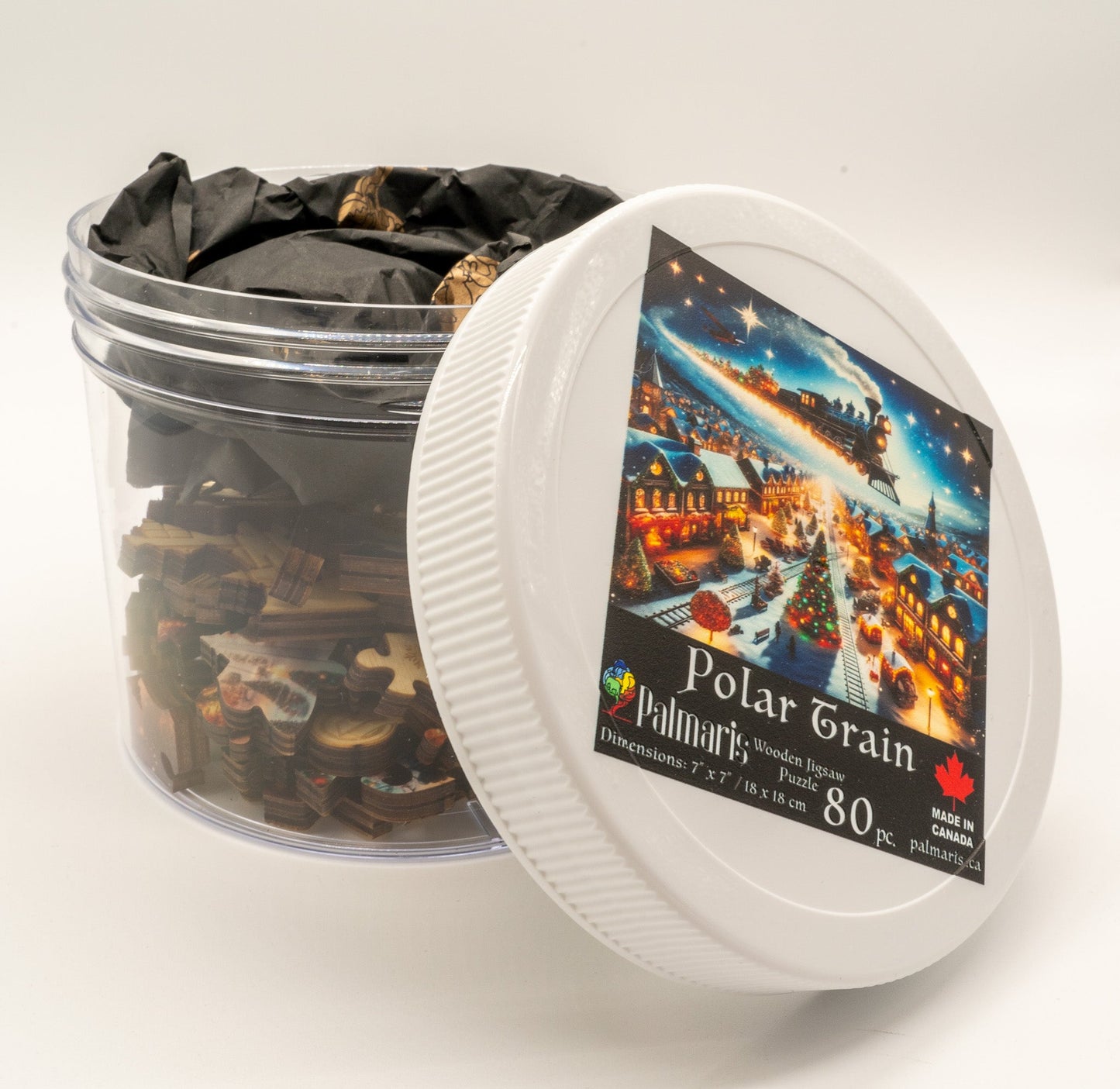 Polar Train 3D wooden 2 sided puzzle