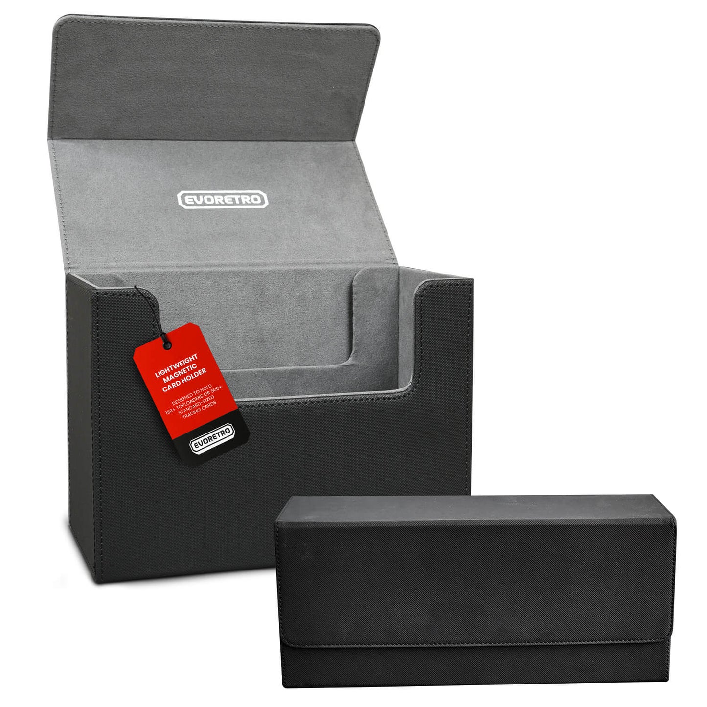 EVORETRO Lightweight Magnetic Card Holder - 180+ Toploaders or 500+ Trading Cards | Black/Grey