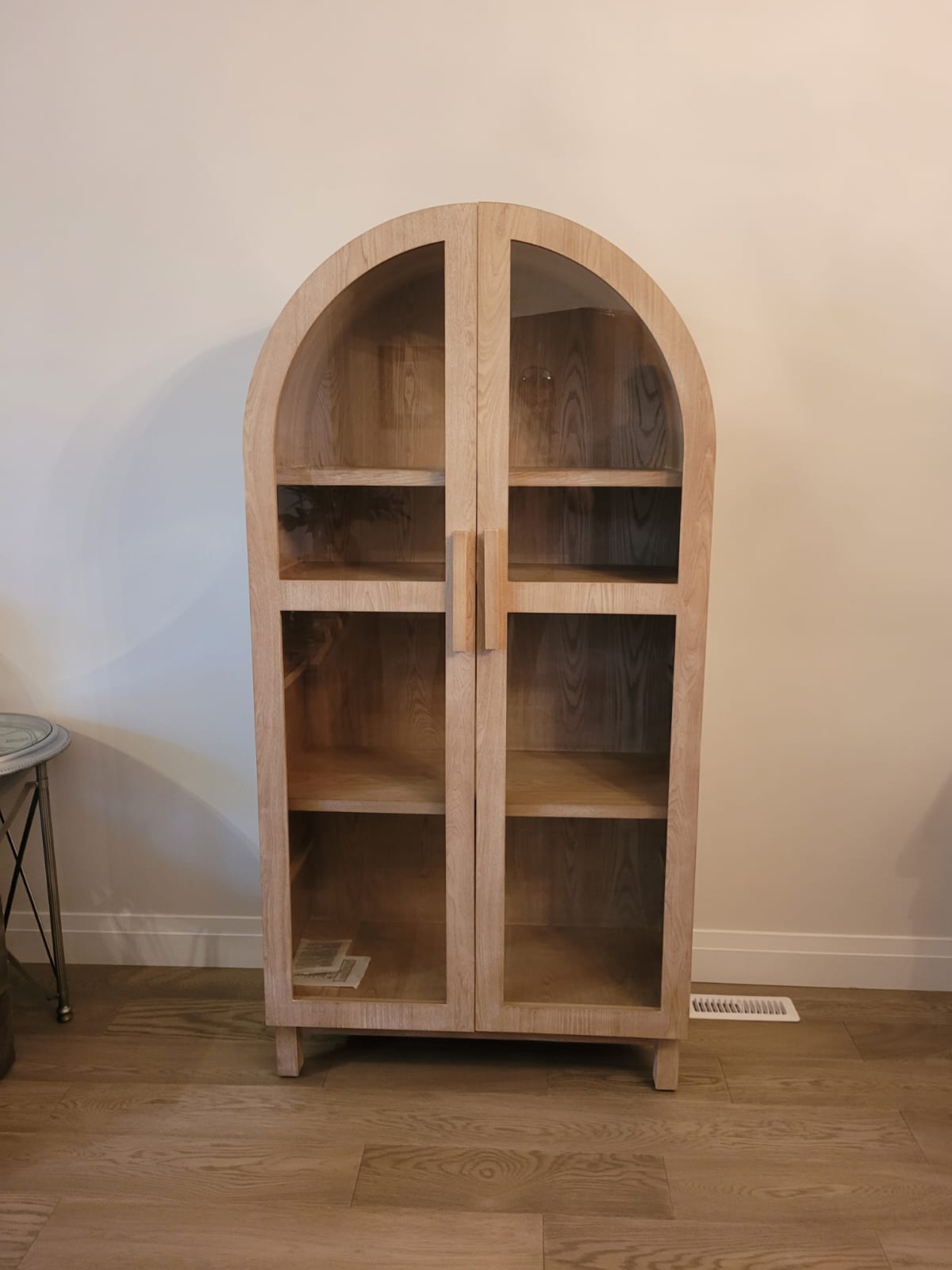 Solid Wood Frame Arc Cabinet, Black Finish