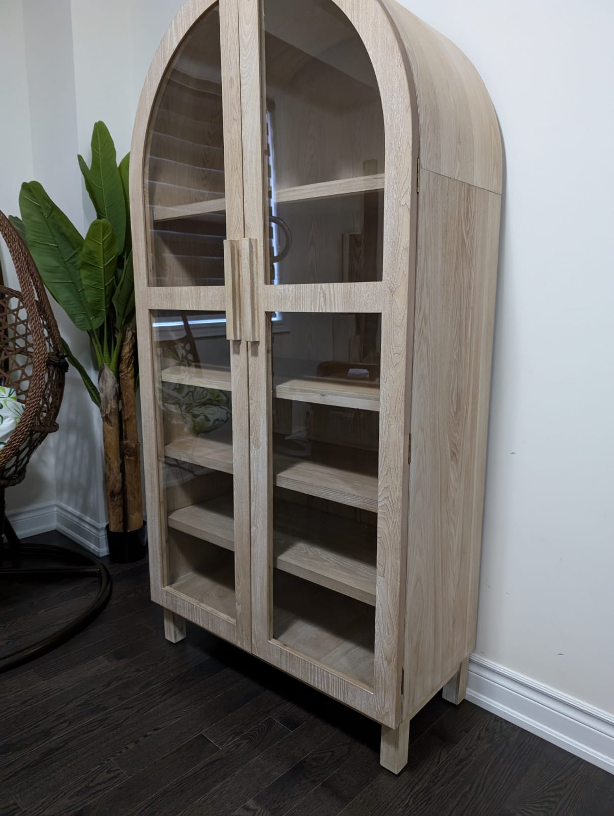 Solid Wood Frame Arc Cabinet, Black Finish