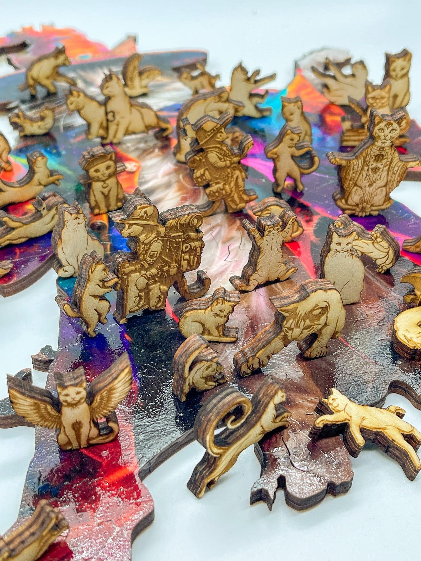 Magician Cat 3D wooden 2 sided puzzle