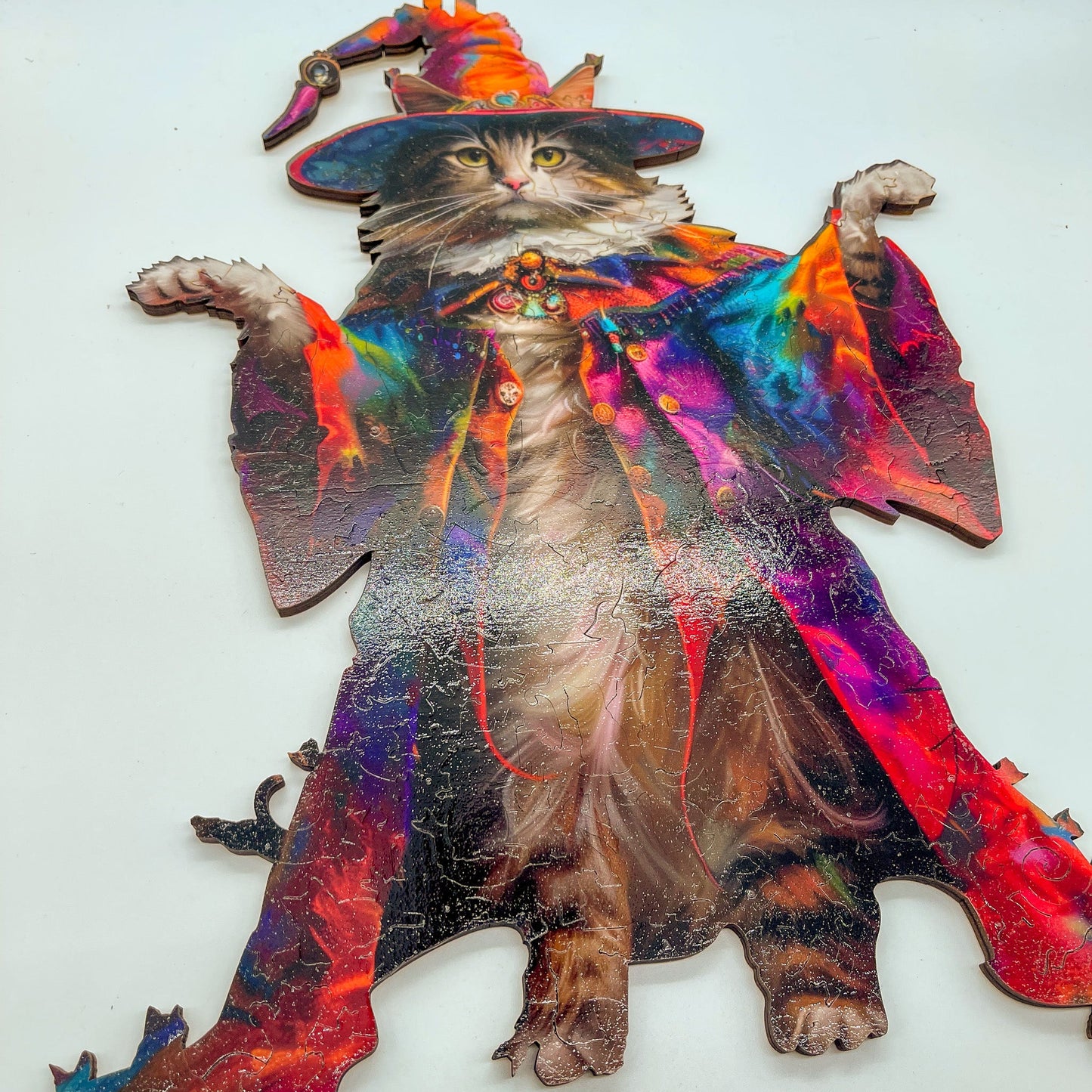 Magician Cat 3D wooden 2 sided puzzle