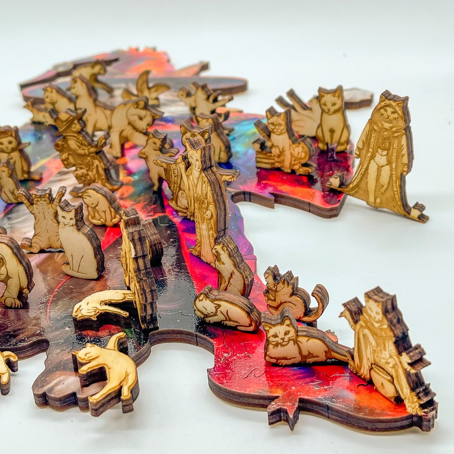 Magician Cat 3D wooden 2 sided puzzle