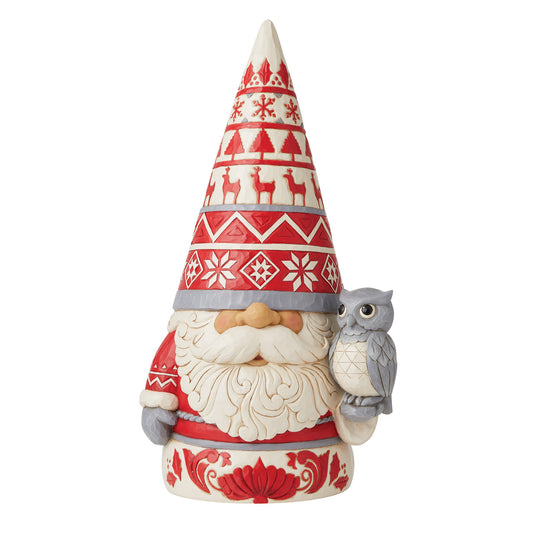 Jim Shore Nordic Noel Gnome Statue with Owl 20.25 inches tall ND6009500