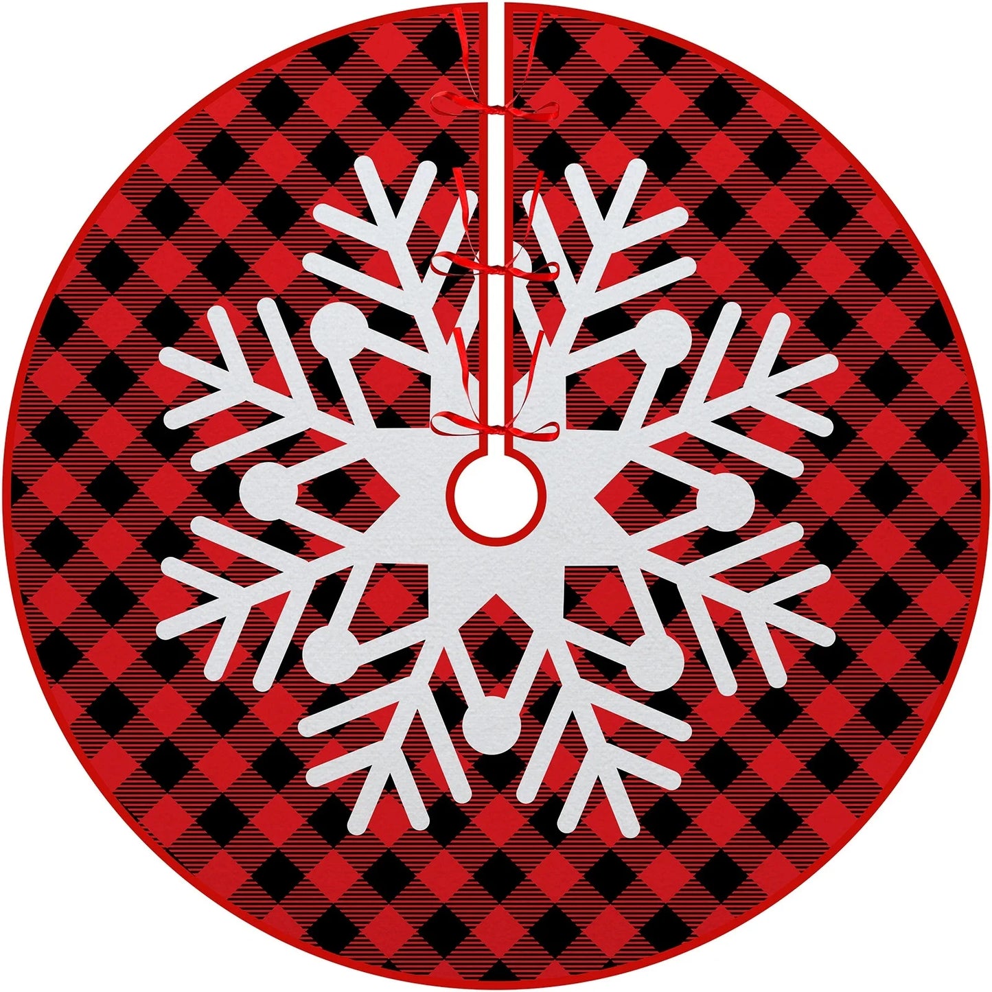 Christmas Tree Skirt Red Countryside Tree Skirt With White Snowflake Printed For Home Party Holiday Winter Indoor Decorations