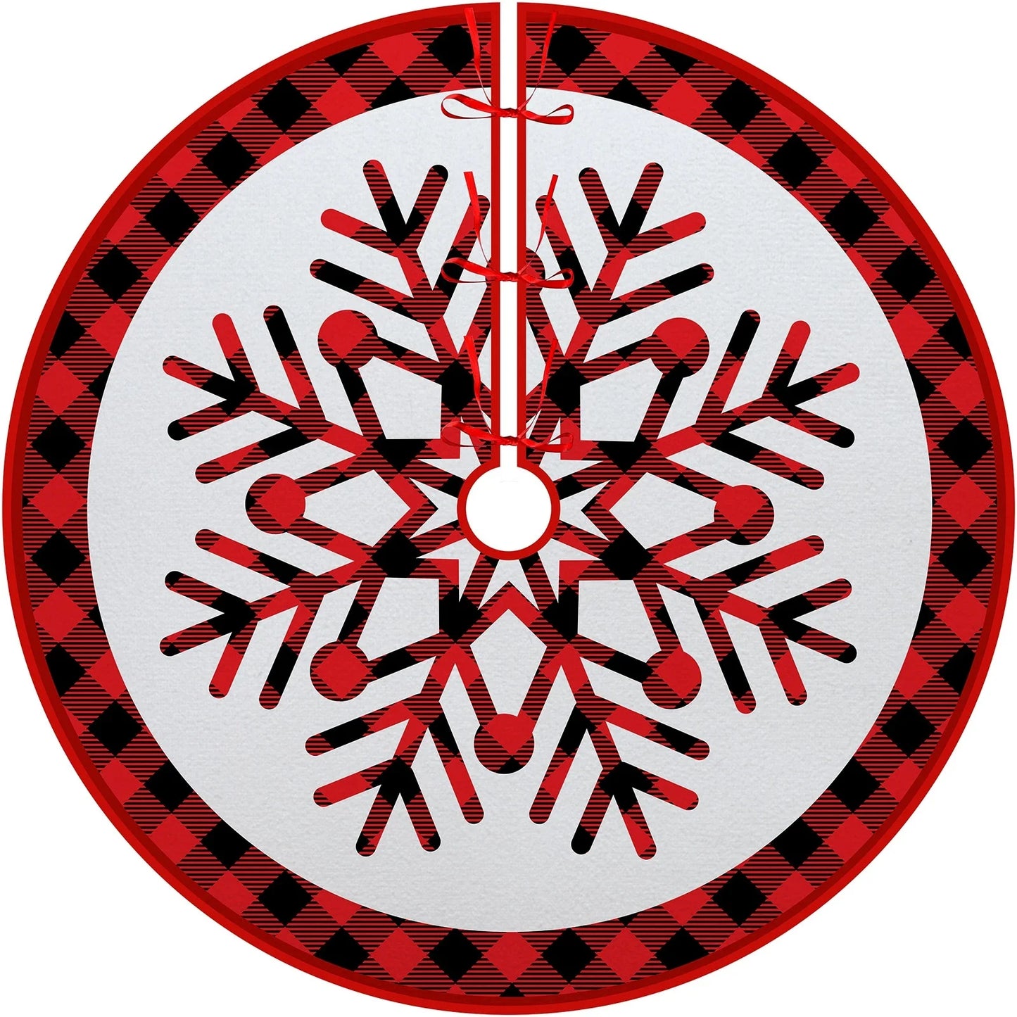 Christmas Tree Skirt Red Countryside Tree Skirt With White Snowflake Printed For Home Party Holiday Winter Indoor Decorations