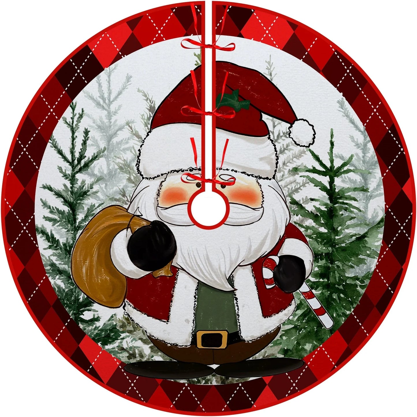 Christmas Tree Skirt Red Countryside Tree Skirt With White Snowflake Printed For Home Party Holiday Winter Indoor Decorations