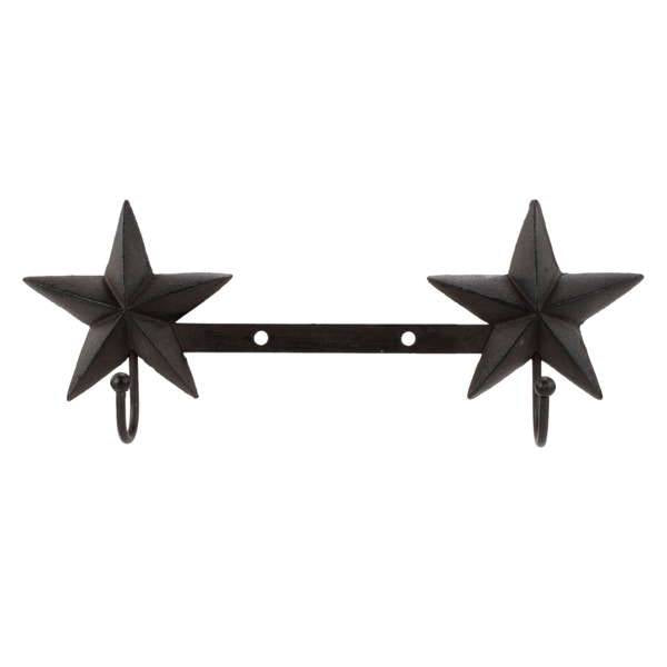 Double star solid metal hook distressed brown