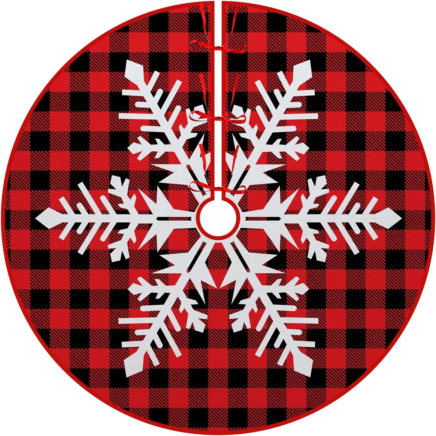 Christmas Tree Skirt Red Countryside Tree Skirt With White Snowflake Printed For Home Party Holiday Winter Indoor Decorations