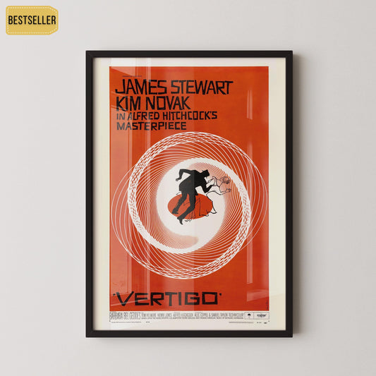 Alfred Hitchcock's Vertigo | Classic, Vintage Minimalist Movie Poster Designed by Saul Blass (available handframed or unframed)