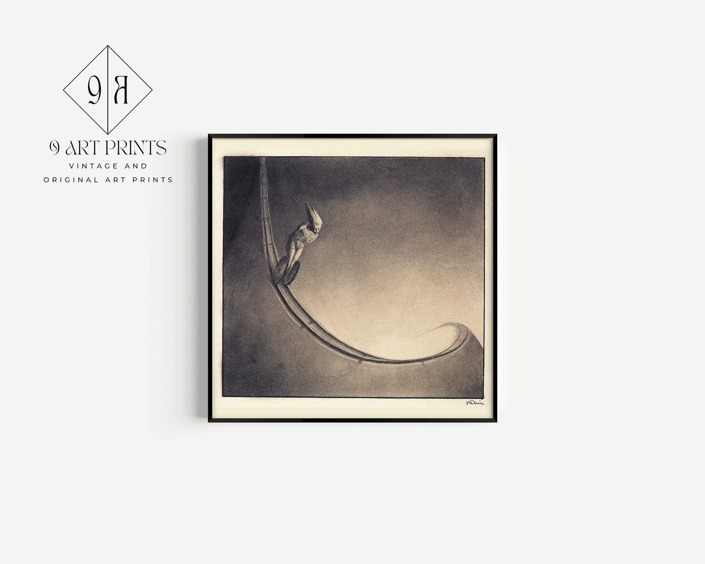 Alfred Kubin - Man | Famous Surreal Symbolist Monochrome Sketch Art (available handframed or unframed) 1x1