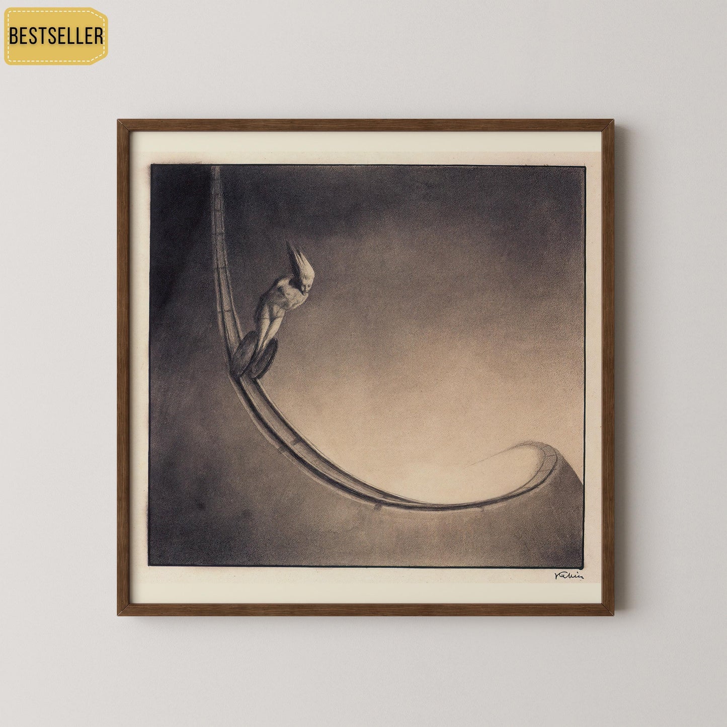 Alfred Kubin - Man | Famous Surreal Symbolist Monochrome Sketch Art (available handframed or unframed) 1x1
