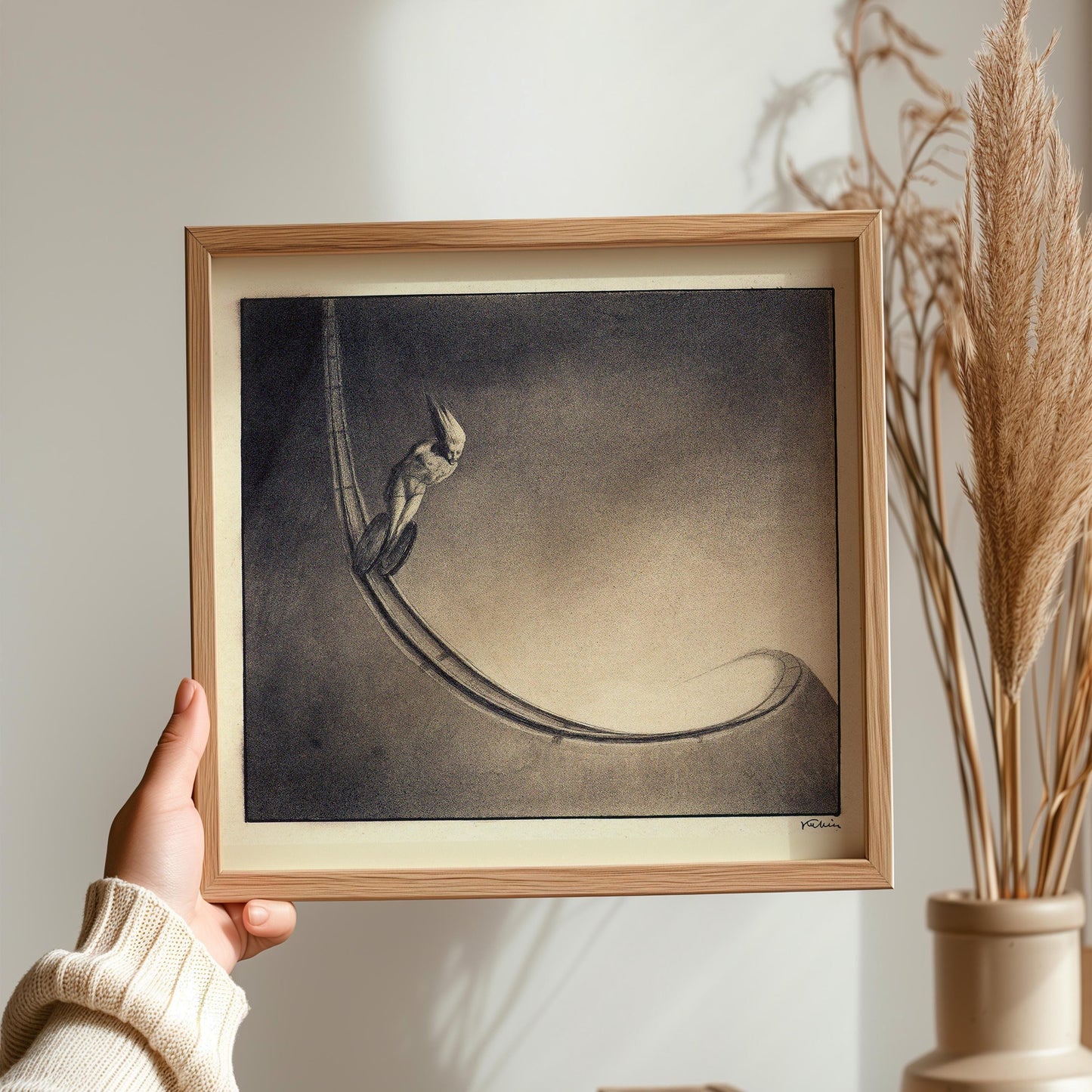 Alfred Kubin - Man | Famous Surreal Symbolist Monochrome Sketch Art (available handframed or unframed) 1x1