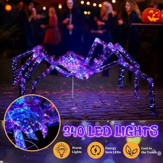 3FT Halloween Decorations Light Up Spider, Outdoor Halloween Decor Lighted Iridescent Spider
