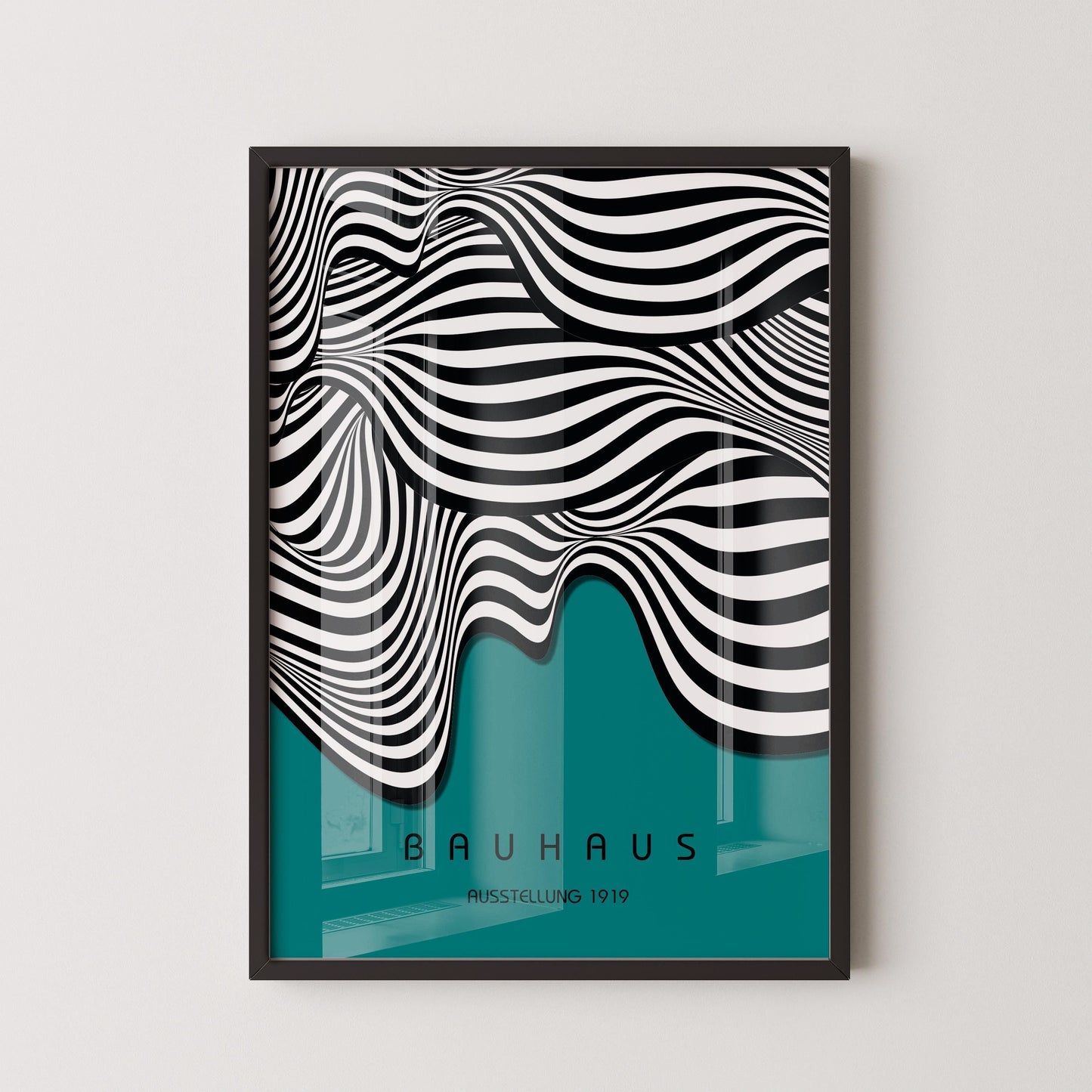 Bauhaus Ausstellung Teal (Waves) PREMIUM GICLÉE PRINT | Vintage Mid-century Modern Poster (Available handframed or unframed)