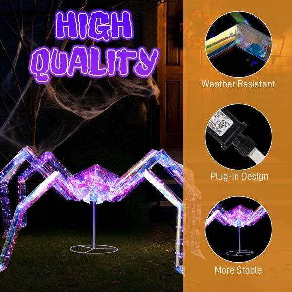 3FT Halloween Decorations Light Up Spider, Outdoor Halloween Decor Lighted Iridescent Spider