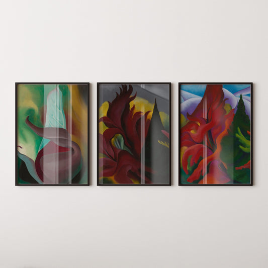 Georgia O'Keeffe STATEMENT TRIO - Skunk Cabbage, Red Maple and Trees in Autumn | An Incredible Vintage Set (Available Frame or unframed)