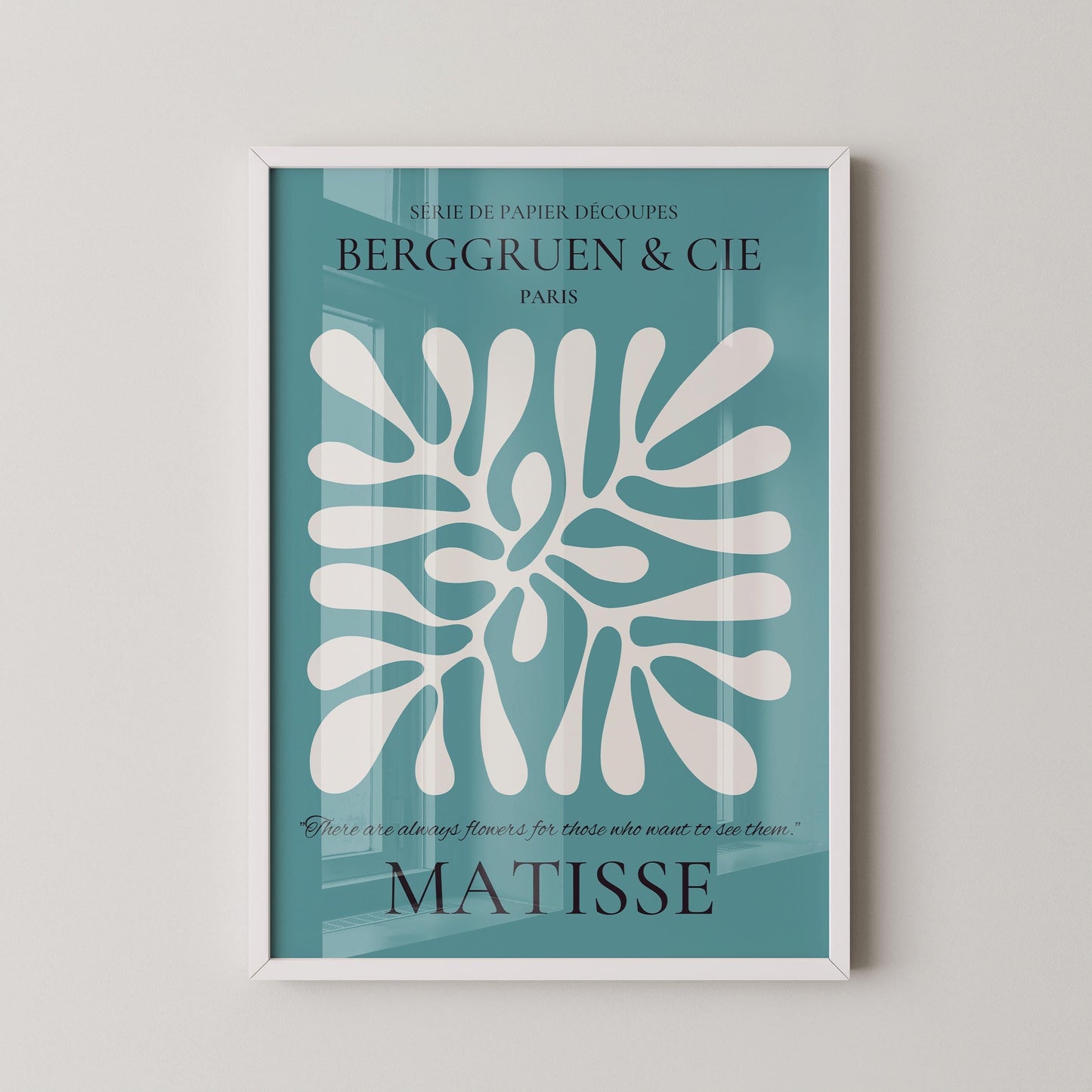 Henri Matisse - Leaf Poster Papier Decoupes | Exhibition Poster in Teal Famous Painting (available handframed or unframed)