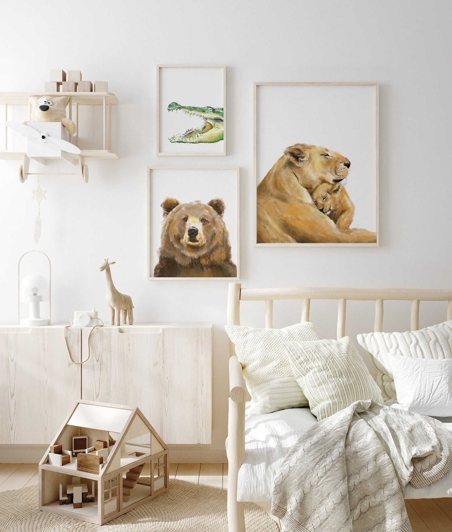 Lion Mom and Baby Art Print