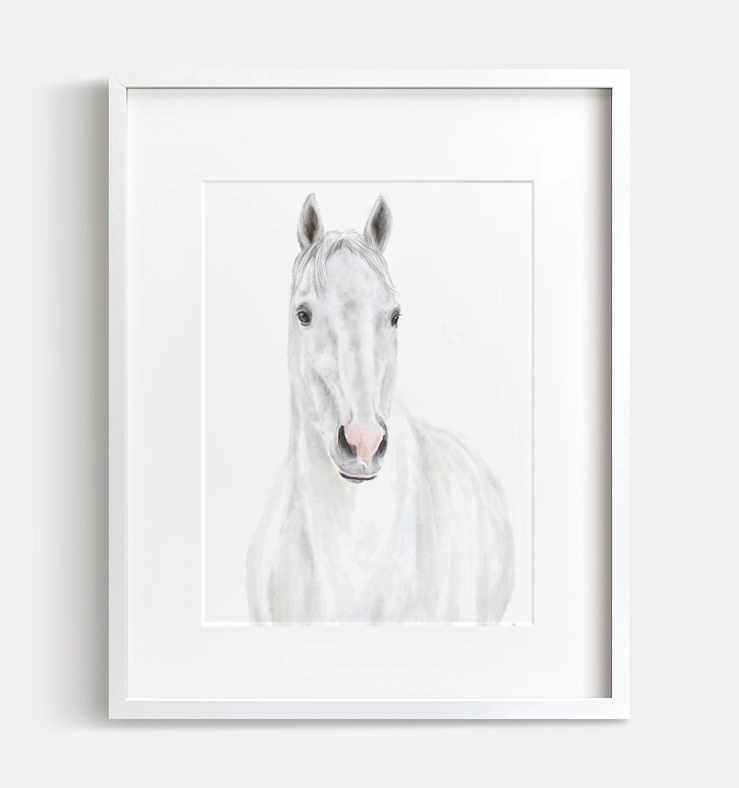 White Horse Wall Art Print