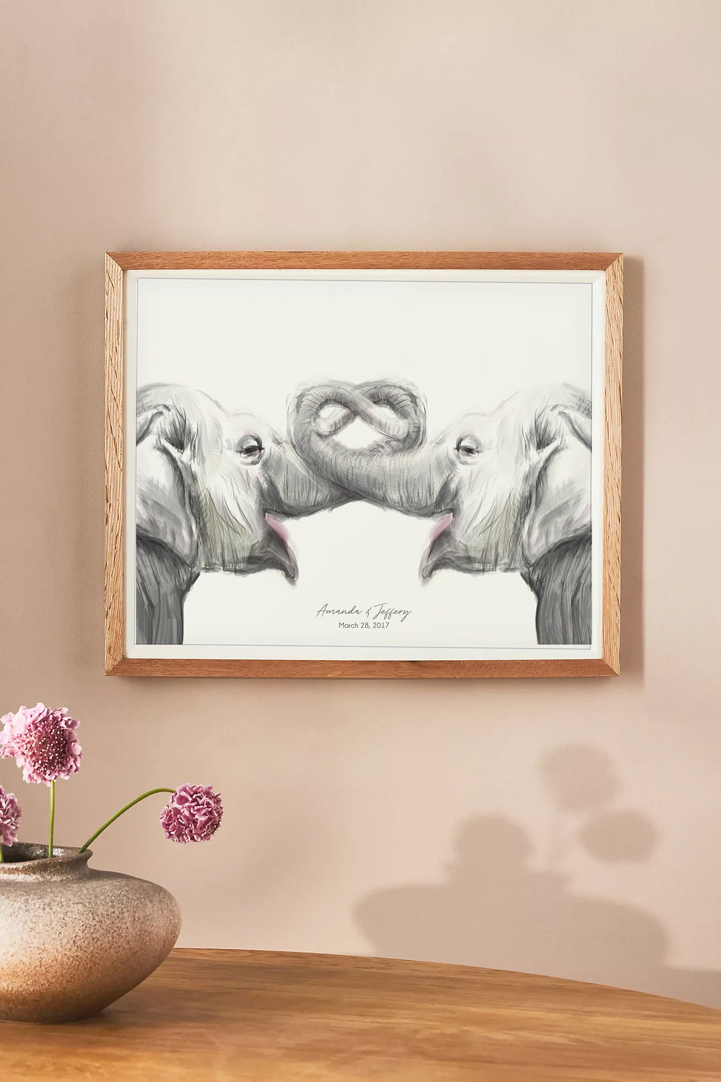 Personalized Elephants Art Print