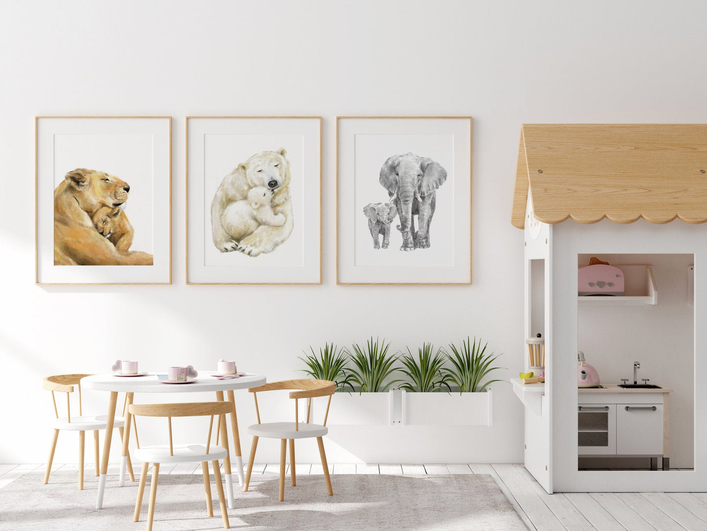 Lion Mom and Baby Art Print