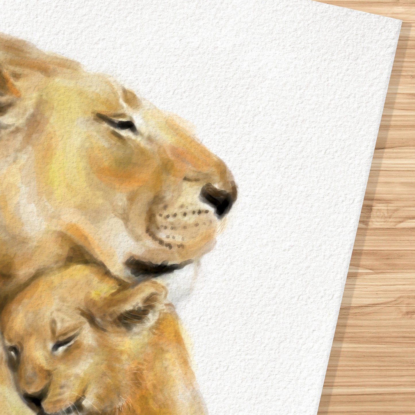Lion Mom and Baby Art Print