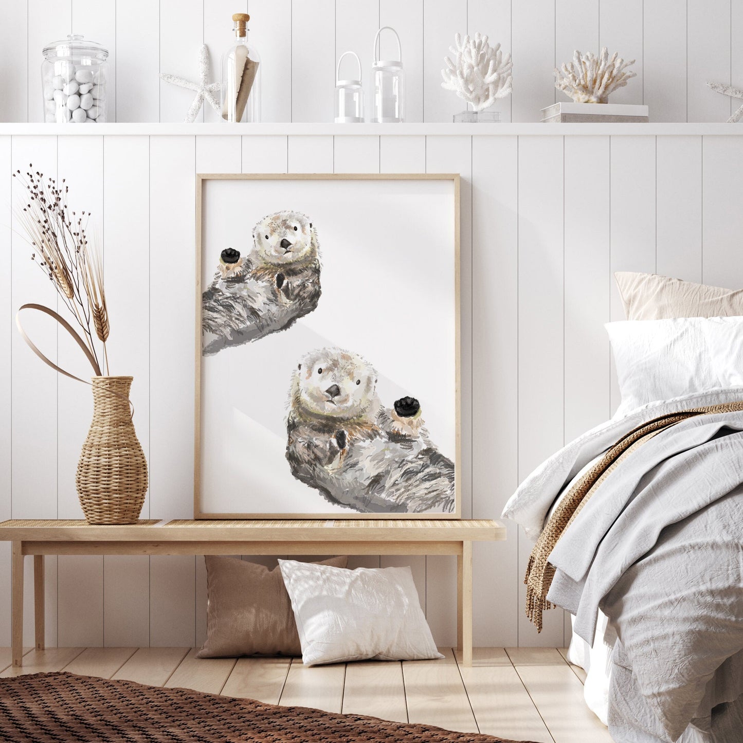Sea Otter Watercolor Art Print