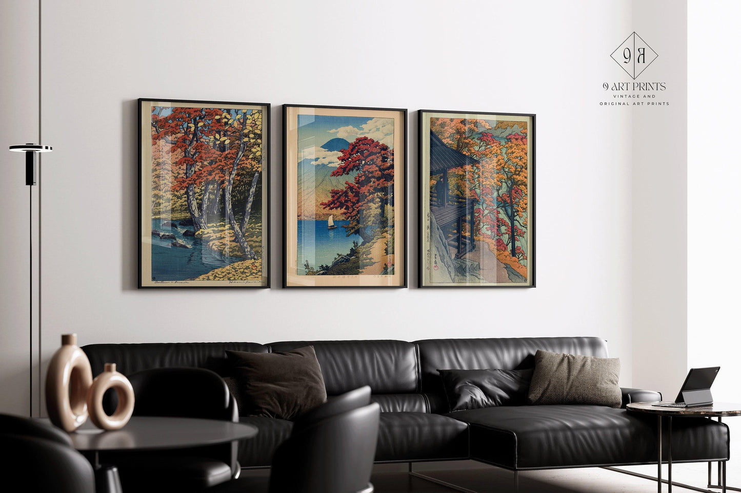 Kawase Hasui STATEMENT TRIO Autumn in the Forest Lake Chuzenji & Autumn at Furukoda Falls | Bestselling Set available framed