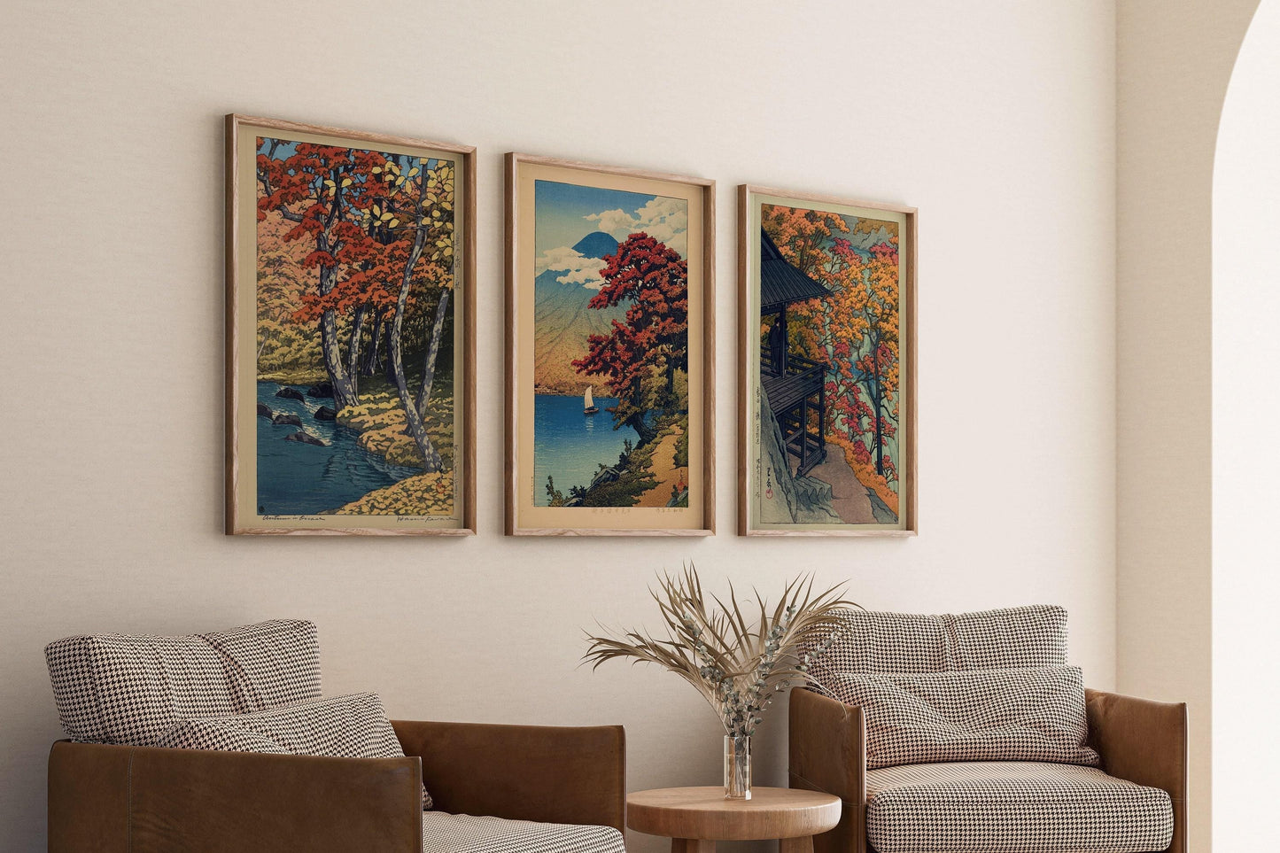 Kawase Hasui STATEMENT TRIO Autumn in the Forest Lake Chuzenji & Autumn at Furukoda Falls | Bestselling Set available framed