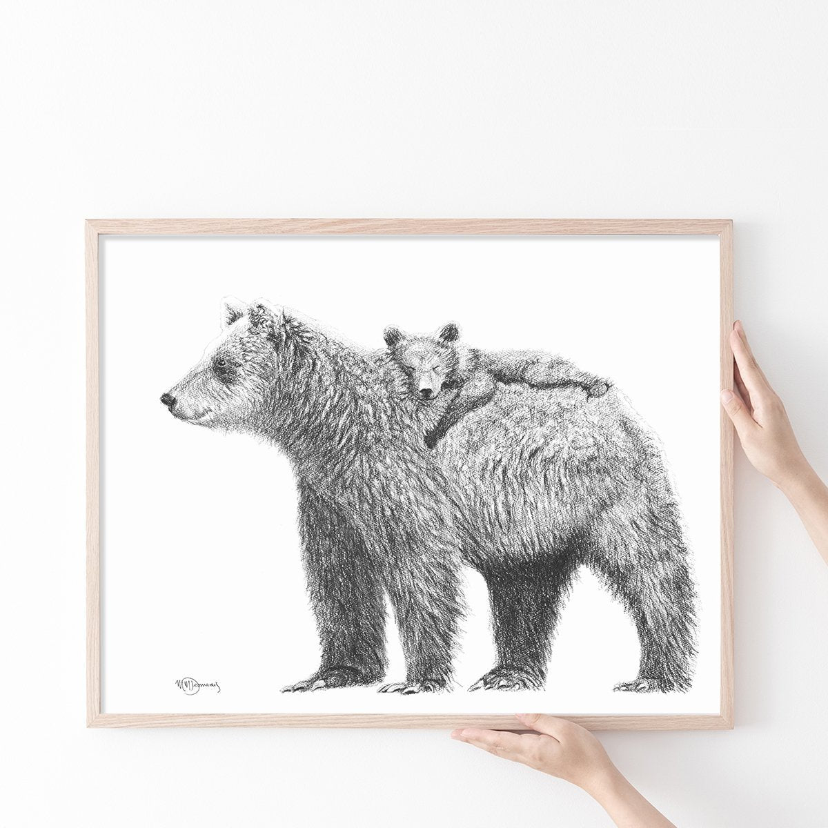 Grizzly with cub - Print