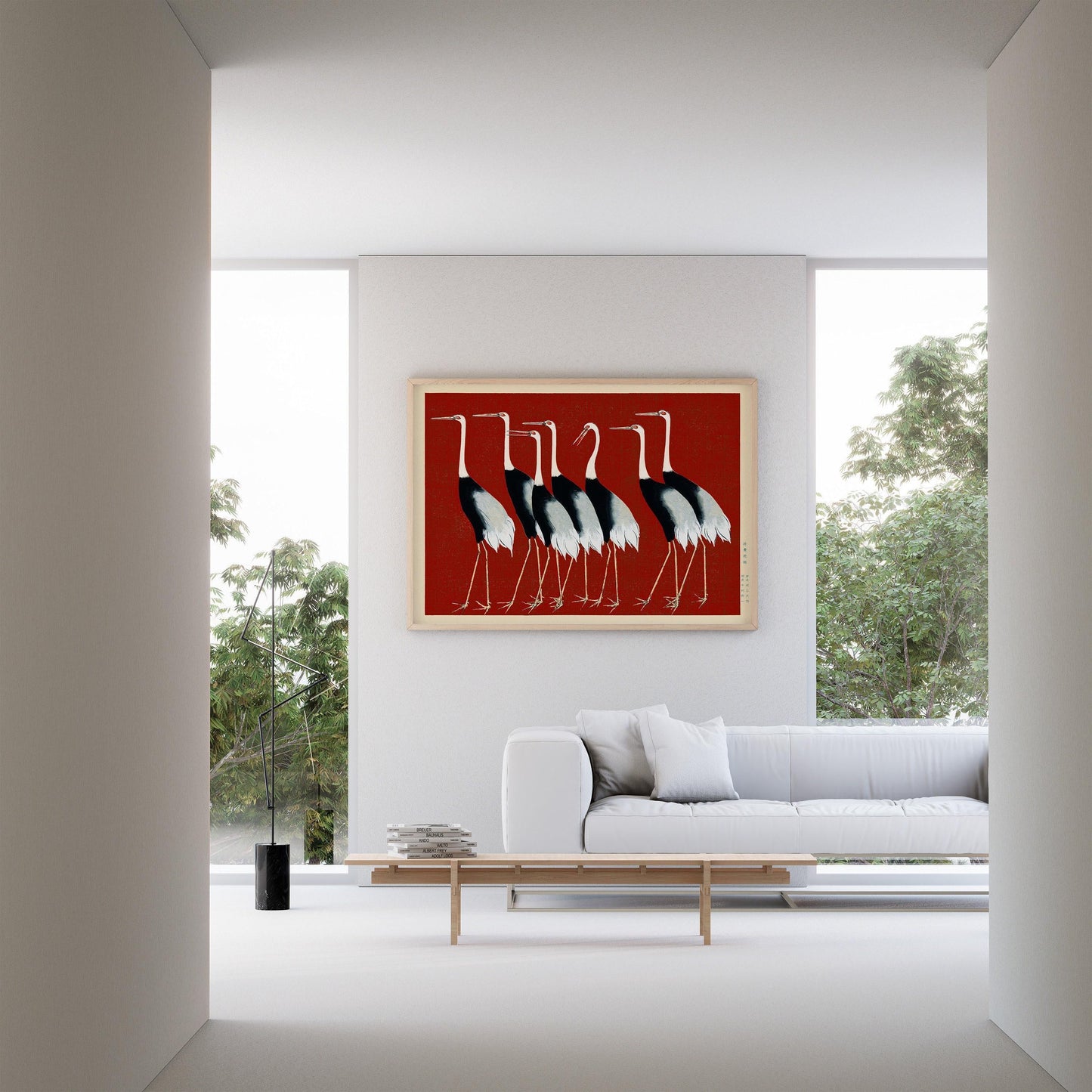 Ogata Korin - Cranes | PREMIUM GICLÉE PRINT | Vintage Japanese Art in Red (Available handframed or unframed)