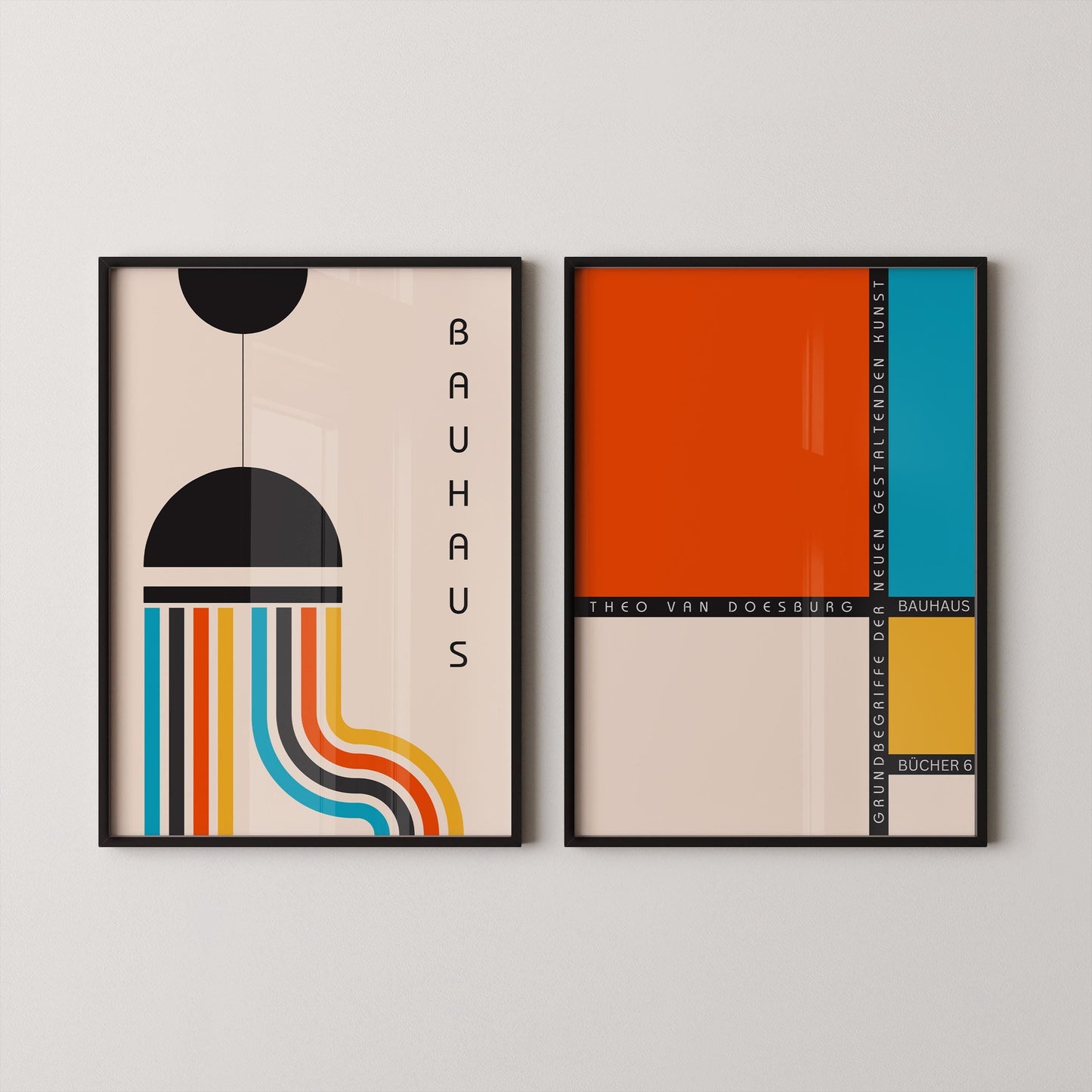 STATEMENT DUO Colourful Bauhaus |  | Mid-Century Modern Art Print Posters | available framed