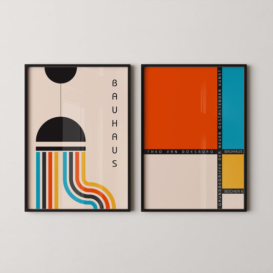STATEMENT DUO Colourful Bauhaus |  | Mid-Century Modern Art Print Posters | available framed