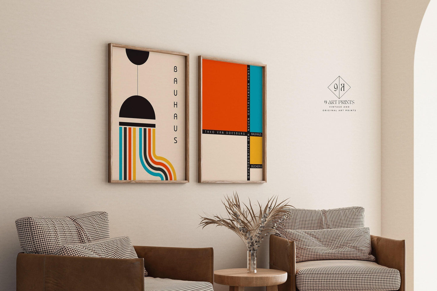 STATEMENT DUO Colourful Bauhaus |  | Mid-Century Modern Art Print Posters | available framed