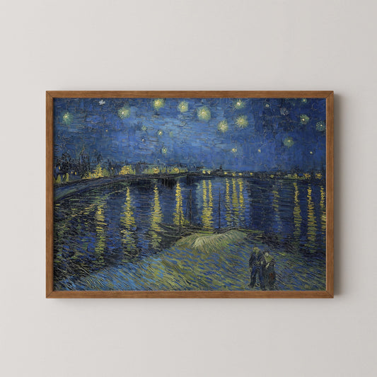 Vincent Van Gogh - Starry Night over the Rhone | Classic Impressionist Exhibition Poster Fine Art Print (available framed or unframed)