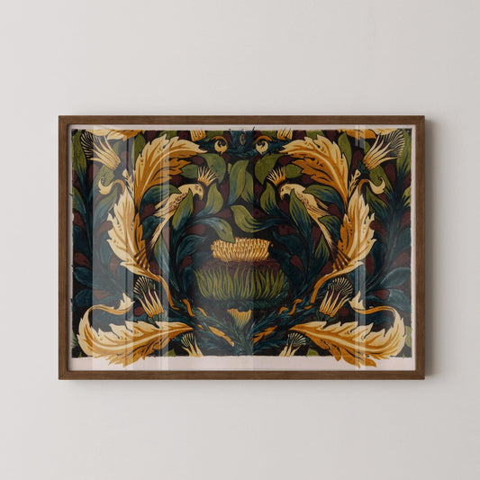 William Morris - Crowned Bird with Artichokes PREMIUM GICLÉE PRINT | A Magnificent Vintage Botanical Artwork (available handframed)