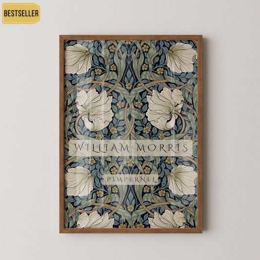William Morris - Pimpernel PREMIUM GICLÉE PRINT | Vintage Sage Green Botanical Poster (available handframed or unframed)