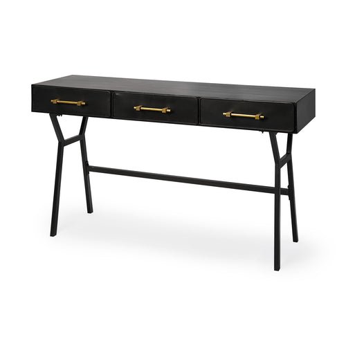 68443 Vince Black Home Office Writing Desk with drawers