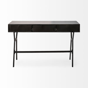68443 Vince Black Home Office Writing Desk with drawers