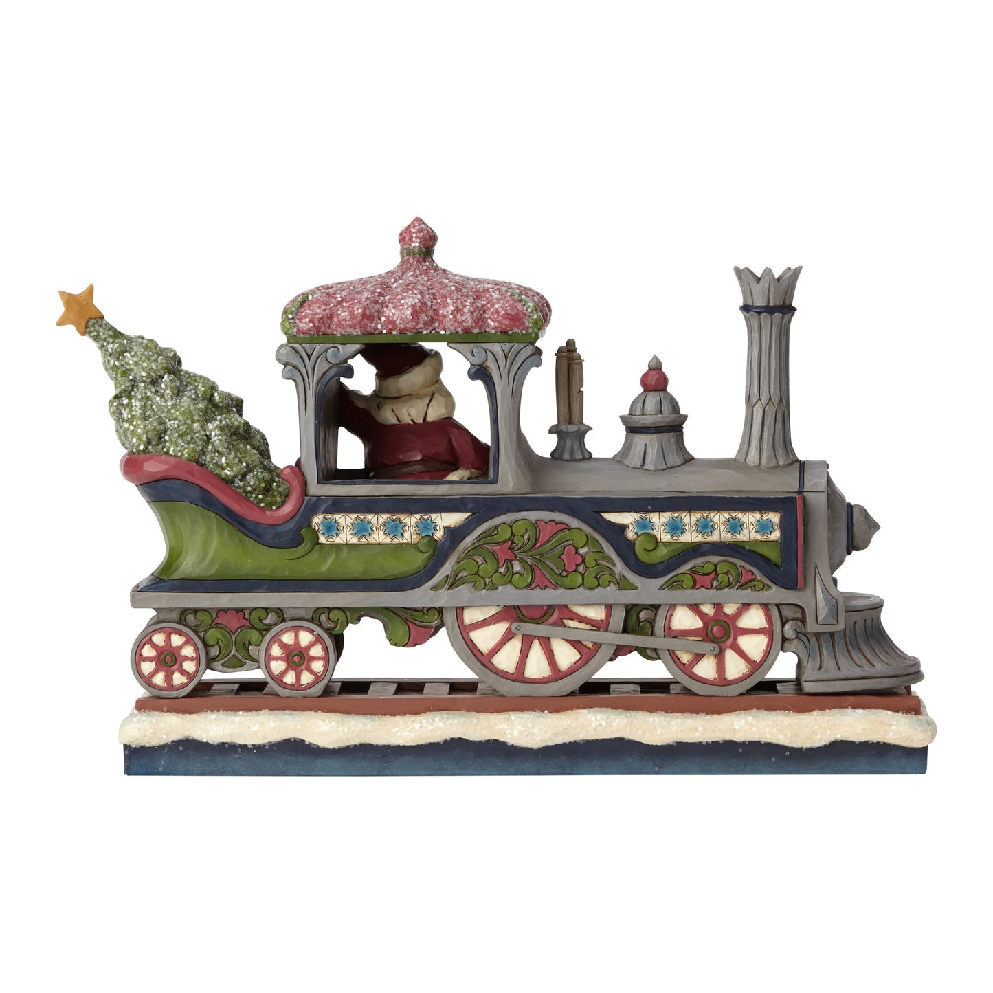 Jim Shore Heartwood Creek Christmas Collection Stone Resin Victorian Santa in Train