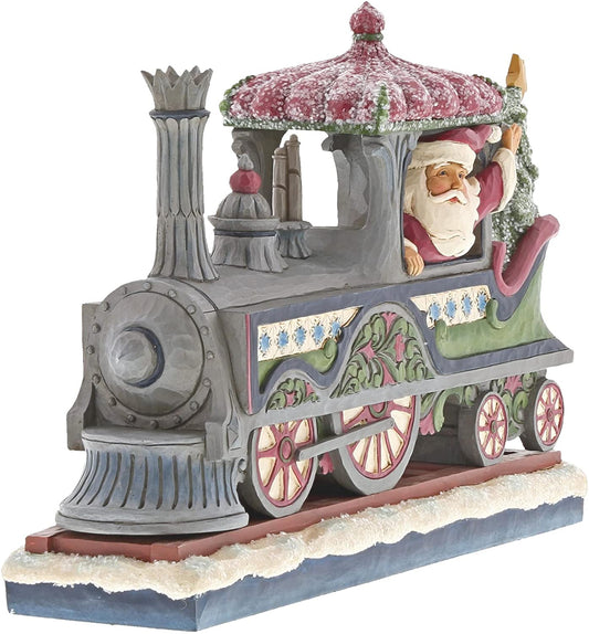 Jim Shore Heartwood Creek Christmas Collection Stone Resin Victorian Santa in Train