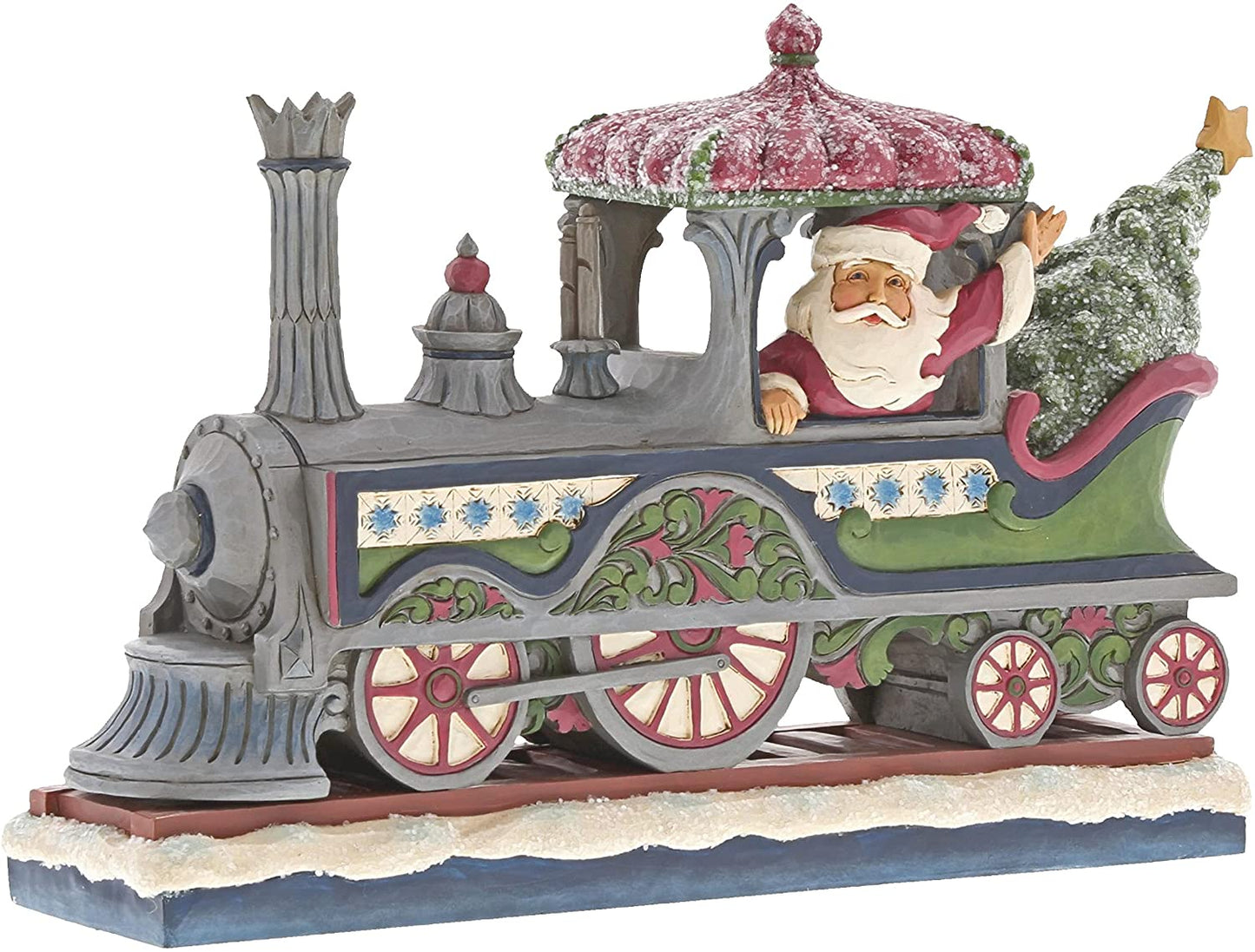 Jim Shore Heartwood Creek Christmas Collection Stone Resin Victorian Santa in Train