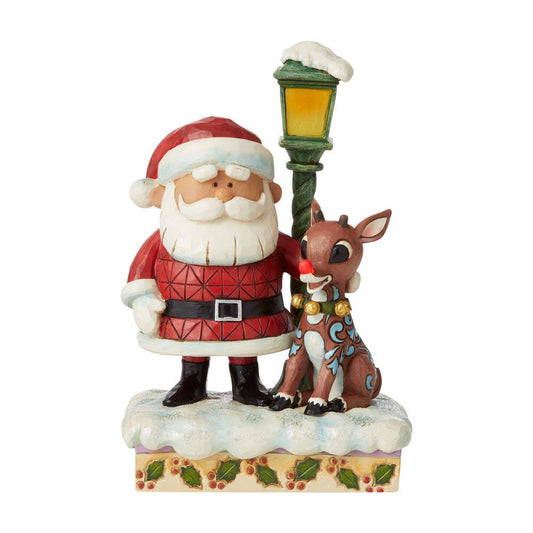 Jim Shore 2021 Rudolph Santa and Lamp Post Christmas figurine 6009110