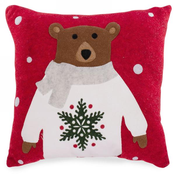 Christmas Noel Bear with Mistletoe Sweater Decorative Throw Pillow Cushion