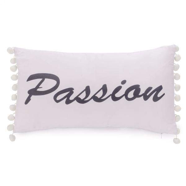 Passion printed pom pom lumbar decorative throw pillow cover