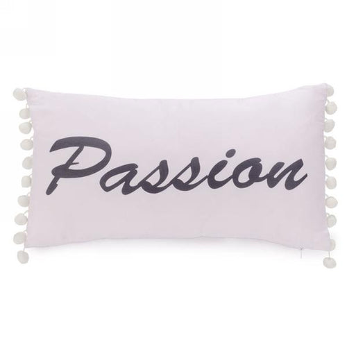 Passion printed pom pom lumbar decorative throw pillow cover