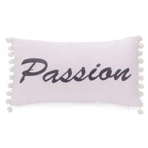 Passion printed pom pom lumbar decorative throw pillow cover