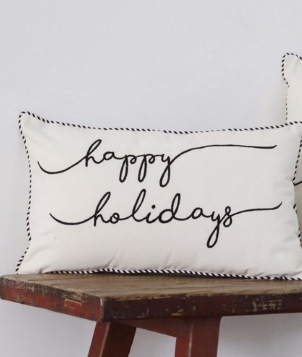 Christmas Happy Holiday Embroidered Cushion