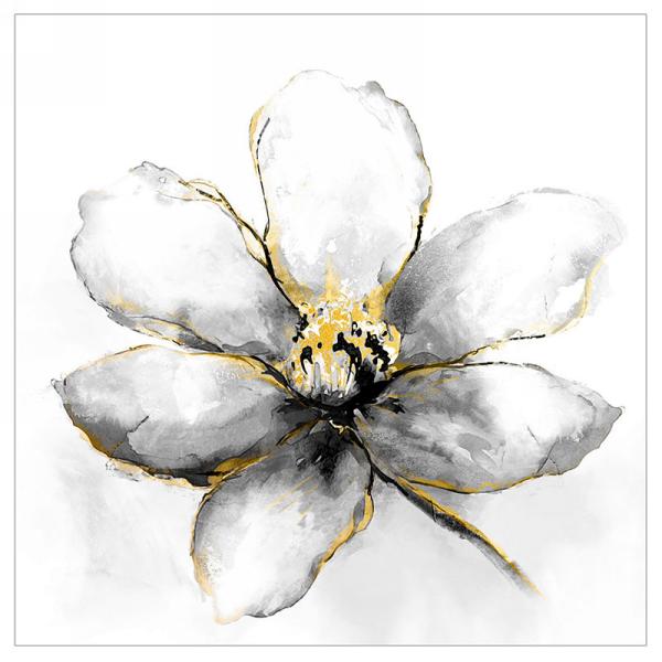 White and Yellow Single Stem Floral Canvas Wall Art